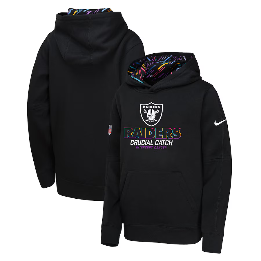 Youth Oakland Raiders 2024 Nike NFL black hoodie->youth nfl jersey->Youth Jersey